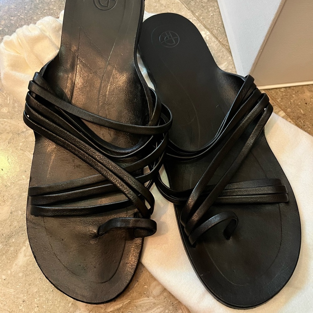 The Row Canne Nappa leather flat sandals size 38